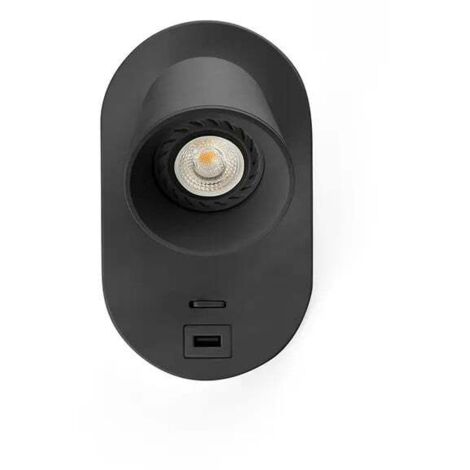 CORB aplique de pared negro liso con interruptor 40136N