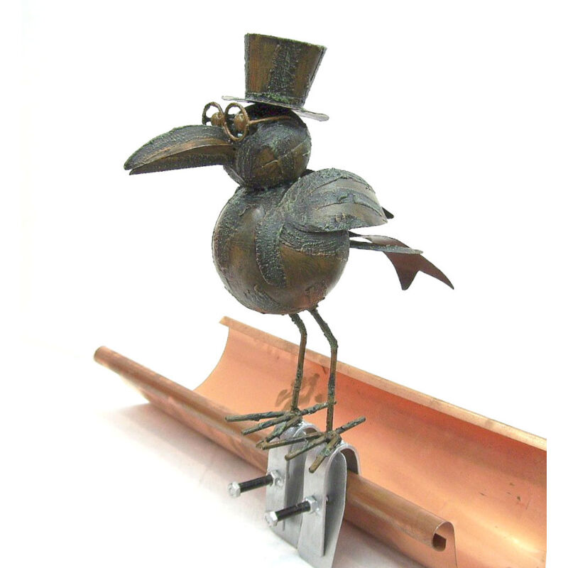Dandibo - Corbeau en métal 8912 Décoration de toit pour la gouttière - Figurine oiseau de 30 cm