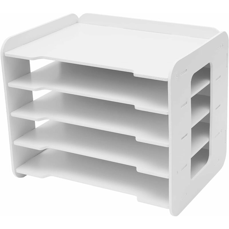 Corbeille à courrier à 5 niveaux - Organiseur de bureau A4 - Porte-documents pour la maison, le bureau, l'école