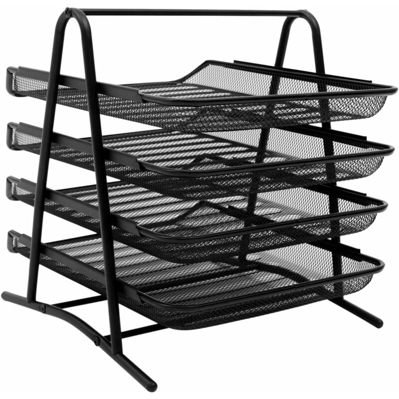 Corbeille à courrier en métal Corbeille à Documents Organiseur Papier Corbeille Bureau Porte Lettres Papier pour Documents A4 4 tiroirs