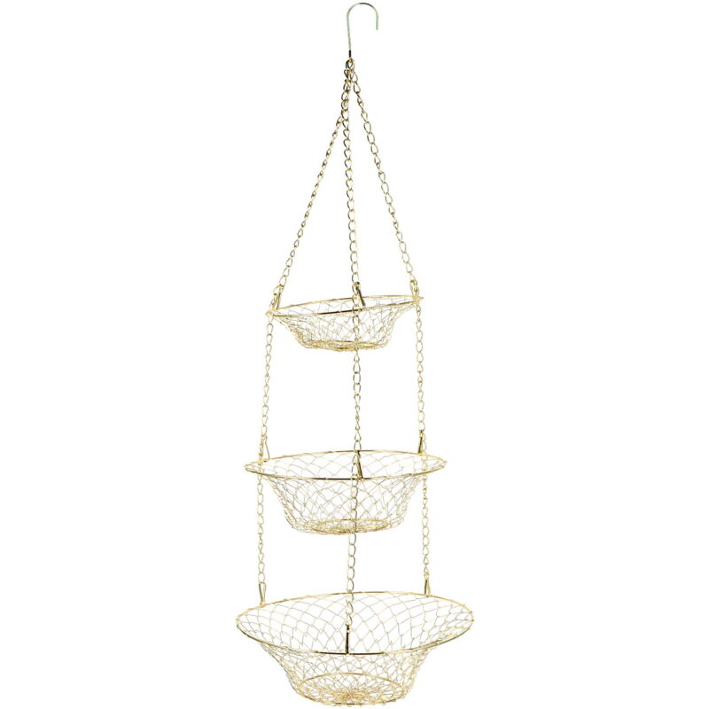 Corbeille à fruits 1 ensemble de paniers à fleurs à 3 niveaux, panier à fruits suspendu en fil de fer, panier suspendu pliable