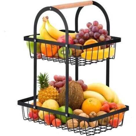Corbeille a Fruits 2 Etages, 2 Niveaux Corbeille a Fruit Panier à Fruits Corbeilles Fruit pour Légumes Collations à la Maison Cuisine, Panier à Legumes