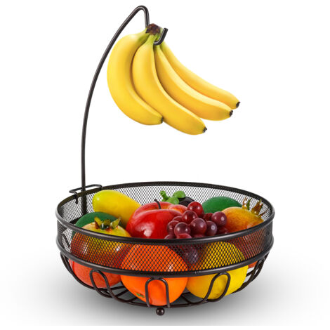 Corbeille à fruits avec crochet pour bananes, panier de rangement pour légumes, étagère à fruits en métal pour plan de travail de cuisine