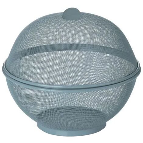 Corbeille à fruits design ajouré en fil métallique gris – Diamètre 26.5 cm – Hauteur 24.5 cm – Pour repas en extérieur – Kela