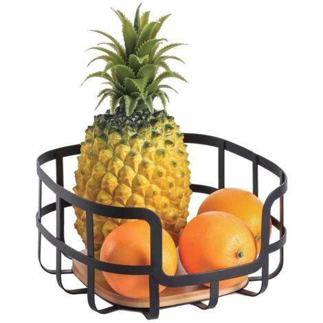 Corbeille à fruits Design industriel Bambou & Acier ELIE Noir mat MSV - Noir
