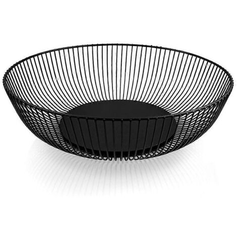 Corbeille à fruits en fer forgé, panier ajouré rond en fil de métal, égouttoir, récipient de rangement pour biscuits, pain et bonbons, idéal pour le salon, la cuisine, le comptoir, le garde-manger ou 