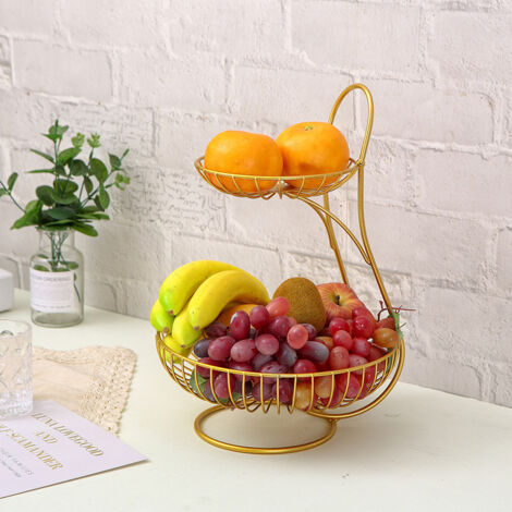 corbeille a fruits en fer forge style nordique luxe leger haut de gamme 3 niveaux elegante pour salon et table basse tres tendance