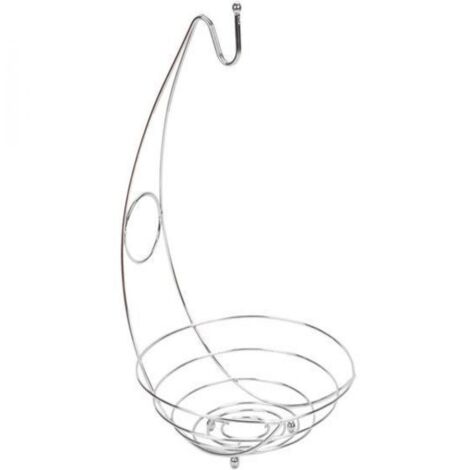 Corbeille à fruits en métal argenté avec crochet de suspension pour bananes, coupe à fruits avec crochet de présentation