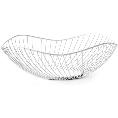 Corbeille à fruits en métal -Motifs géométriques -paniers de rangement pour fruits, légumes et collations -Blanc