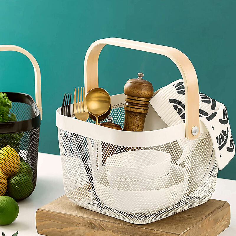 Corbeille à fruits en métal style scandinave - écru