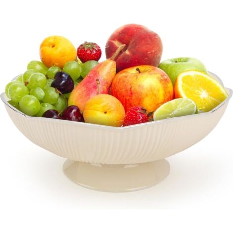 Corbeille À Fruits En Pet Alimentaire, 25 X 13 X 11 Cm, Amovible Et Moderne, Avec Trous De Drainage. Idéale Pour La Salle De Bain Et La Cuisine. Couleur : Blanc.
