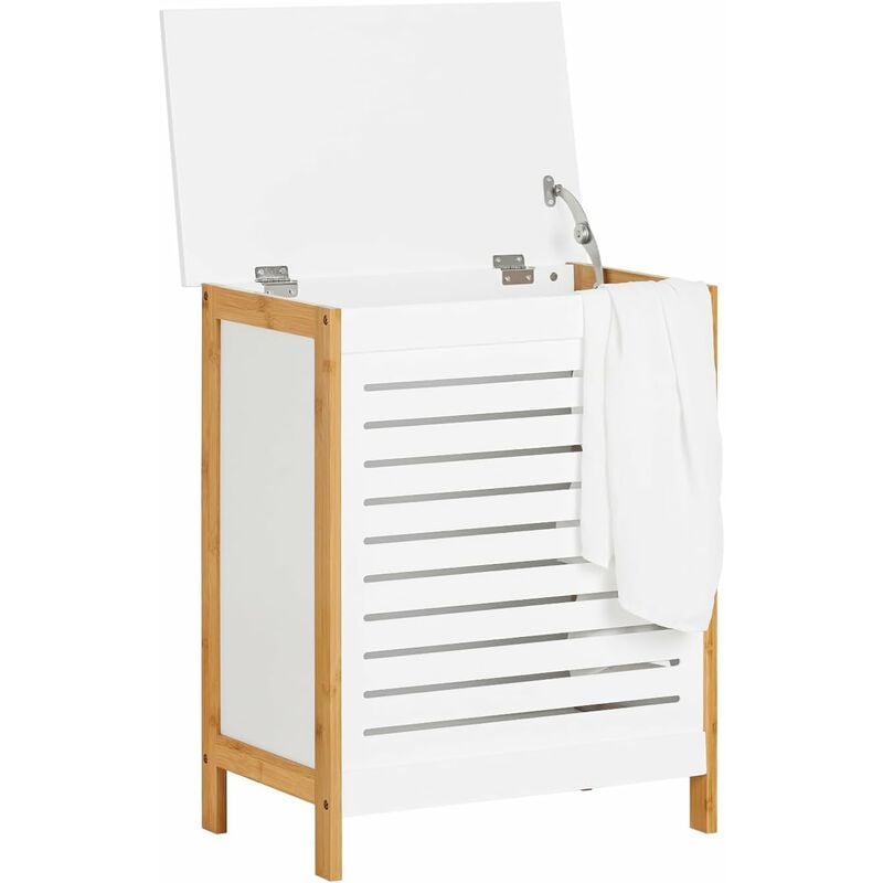 Sobuy - Corbeille à Linge Coffre à Linge Porte Vêtement pour laverie, Salle de Bain FSS66-WN ®