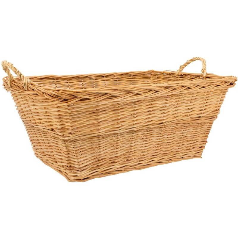 Corbeille à linge en osier blanc avec anses – Élégance naturelle et rangement pratique