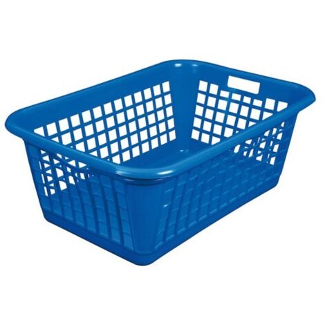 Corbeille à linge en polyéthylène 60 L – Dimensions 61x42x24 cm – 2 poignées intégrées pour transport facile – Rectangulaire bleu – Aluminium Et Plastique