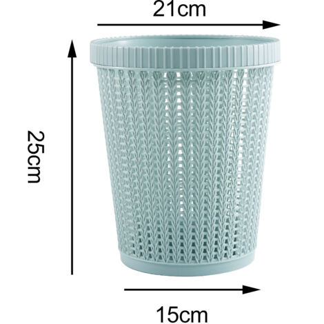 Corbeille à ordures avec distributeur de sacs poubelle - Couvercle sans rattan imitation - Résistant et pratique pour salon cuisine bureau - Modèle Bleu S