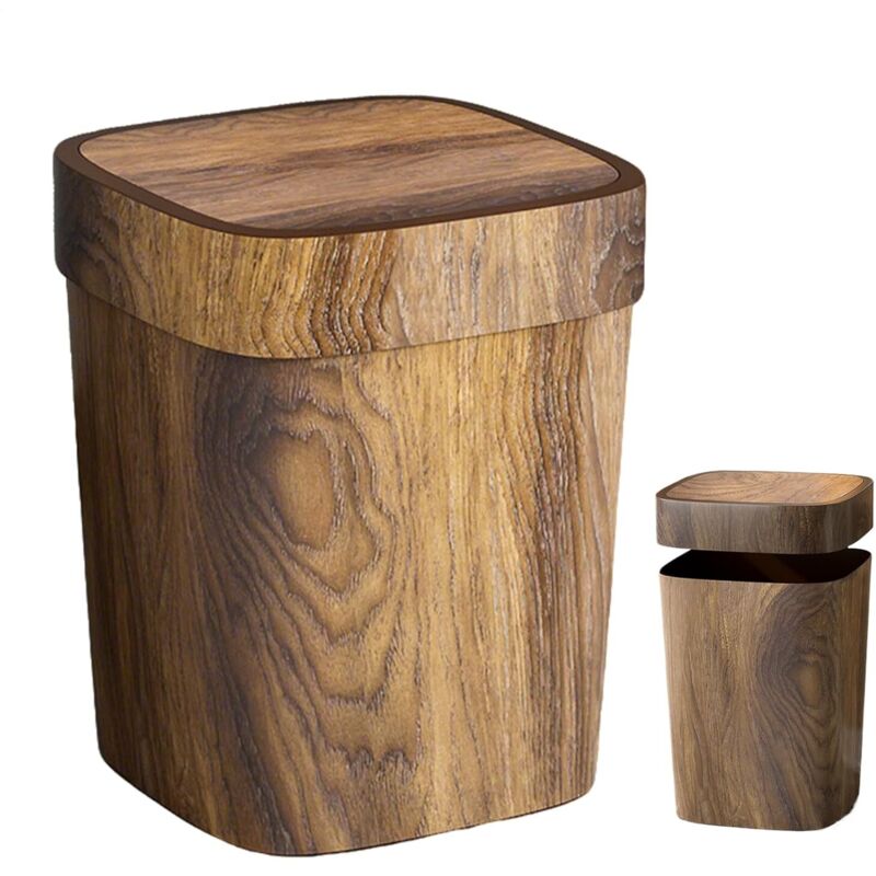 Corbeille À Ordures en Bois,Poubelle Rectangle Réfectoire Anti Odeur De 12