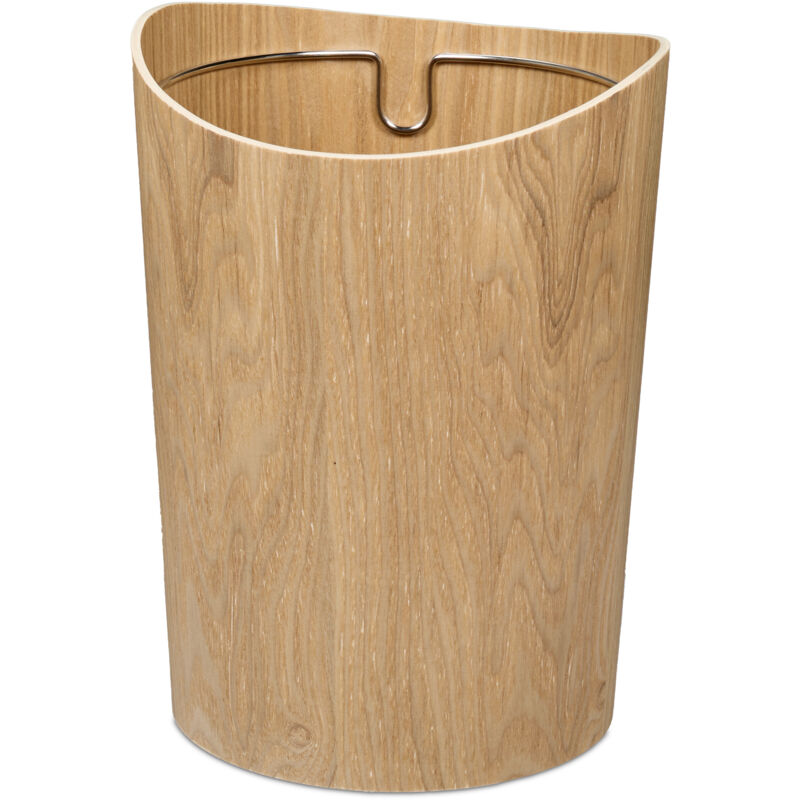 Corbeille à papier, poubelle pratique, capacité : 9 litres, h x d : 30 x 23 cm, marron clair - Relaxdays