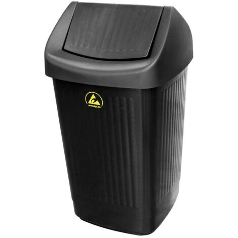 Corbeille à papier BJZ A-35059 antistatique (ESD) 50 l (l x H x P) 36 x 65 x 36 cm plastique noir 1 pc(s)