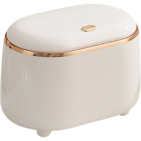 Corbeille à Papier Bureau Mini Poubelle Large Ouverture ABS Blanc avec Couvercle