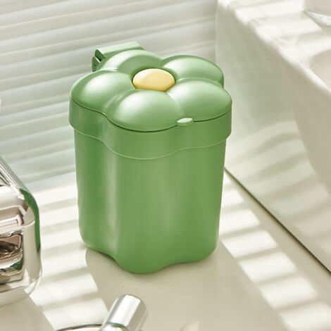 Corbeille à Papier Design Fleur pour Bureau  Multifonctionelle avec Couvercle Flip-Top  Mini Poubelle de Comptoir en Plastique Durable (300g)