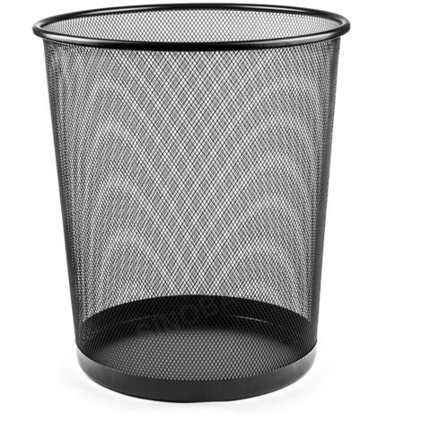 Corbeille à papier Poubelle en fil Hauteur 34 cm 18 l Noir