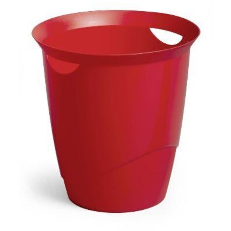 Corbeille à papier TREND, 16 litres, rond, rouge - Lot de 3