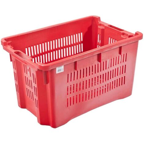 Corbeille à raisins empilable en plastique perforé 56x35x31 cm – Capacité 40 litres – Couleur rouge pour récolte efficace