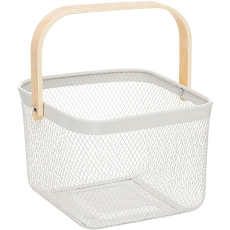 Corbeille carrée mayaj en métal beige et blanc 26x24,5cm - 5five