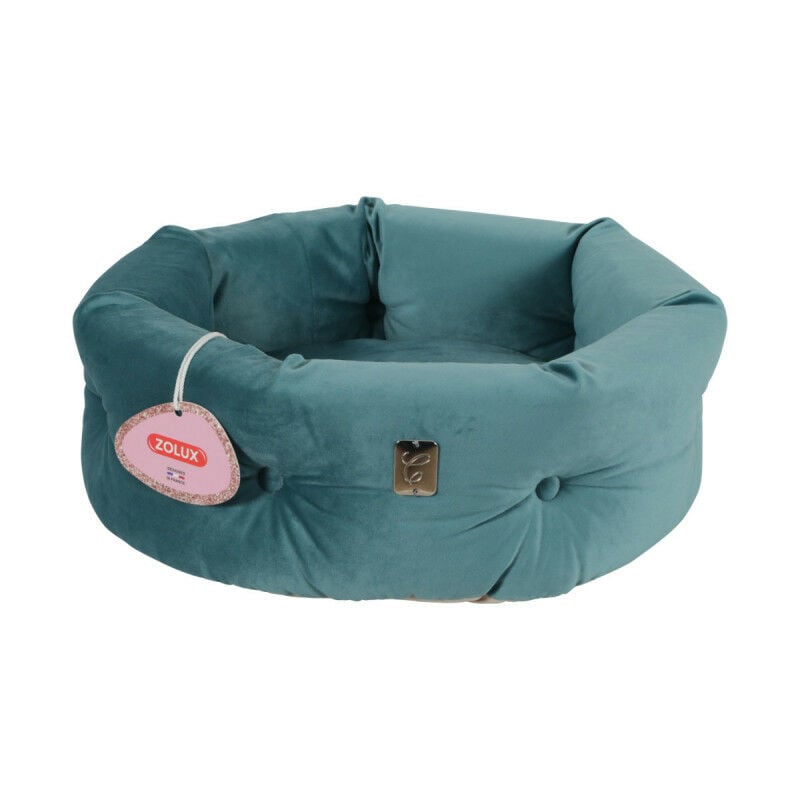 Corbeille Chambord Zolux pour chat - Velours Chesterfield - Diamètre 41cm - Vert paon - 500243