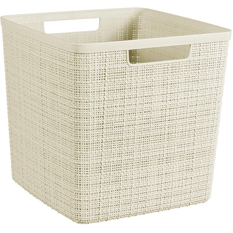 Curver - Boîte de rangement Cube 17l Jute recyclé blanc crème