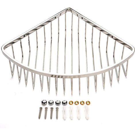Corbeille de Douche Angulaire en Acier Inoxydable 304 - Support Mural - Étagère de Stockage Triangle pour Salle de Bain - Argent - Inclus Vis