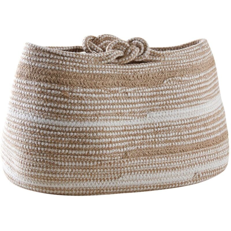 Corbeille de rangement coton beige et blanc
