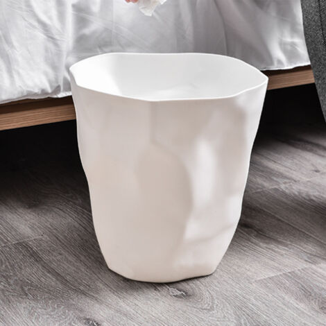 Corbeille Déchets Plastique Moderne Forme Irrégulière Unique Blanc Mini Poubelle Décorative Salle de Bain Bureau Cuisine Maison Compacte 295g 27x26x16cm 1 Pièce