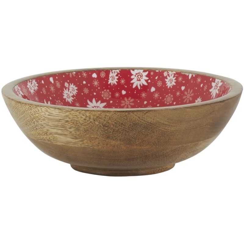 Corbeille en manguier et résine décor Edelweiss Petit modèle