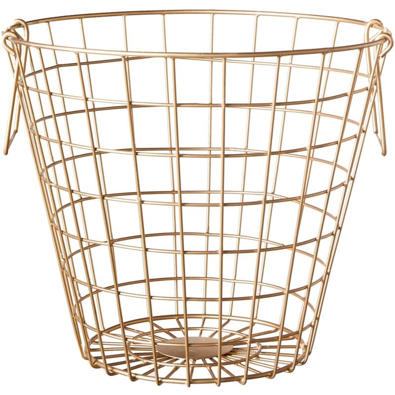 Corbeille Métallique Panier à Linge en Acier Filaire Doré avec 2 Poignées Pratiques Design Tendance pour Intérieurs Modernes et Industriels Beliani