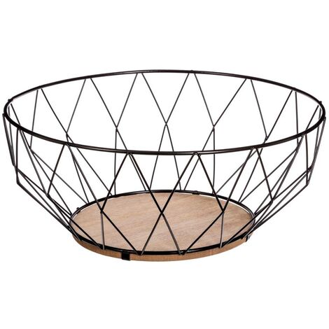 Corbeille en métal losange 28 cm – Finition noire élégante – Pour fruits et ustensiles – Design moderne et décoratif – Secret De Gourmet - 5five