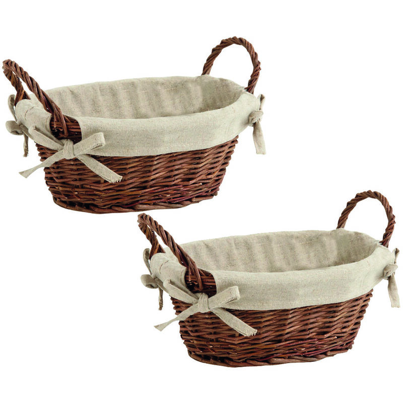 Corbeille en osier doublée jute Lot de 2