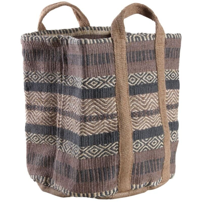 Sac à bûches en jute noir et marron