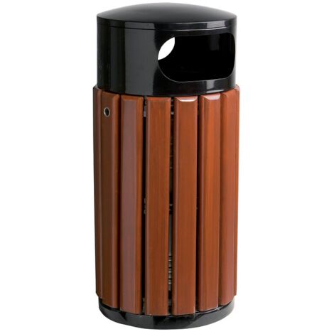 Corbeille extérieure bois métal 60 litres à poser Zeno coloris Bois/Gris manganèse - ROSSIGNOL