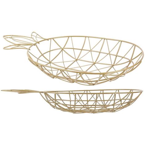Corbeille filaire ananas doré (Lot de 2)