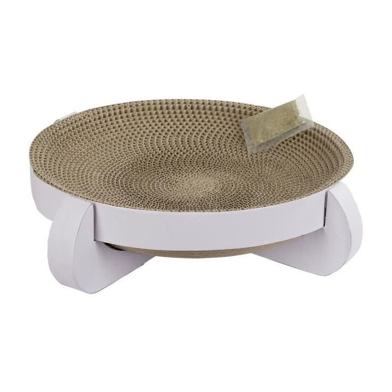 Corbeille griffoir Platinum 35x35x10cm, avec Catnip, blanc