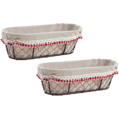 Corbeille grillage et jute Vichy Chic (lot de 2) Lot de 2