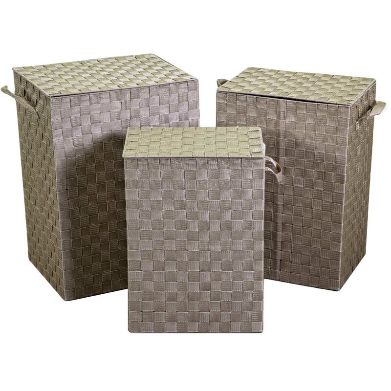 Vacchetti - Corbeille rectangulaire 1-3 cm40x30x55 polyester ligné gris tourterelle