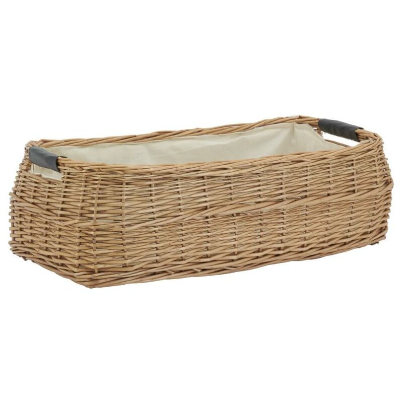 Corbeille rectangulaire en osier buff et coton