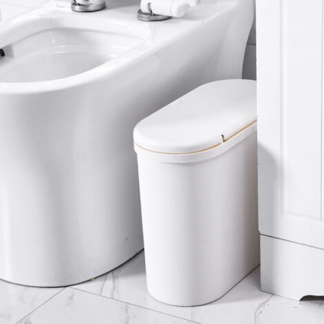 Corbeille Slim Ménage Poubelle Compacte Polyvalente Couleur Unique avec Ouverture à Pression 35cm
