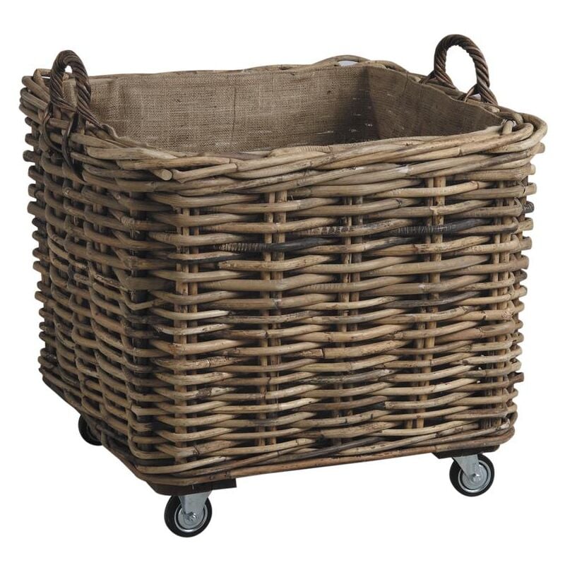 Corbeilles de rangement en rotin sur roues