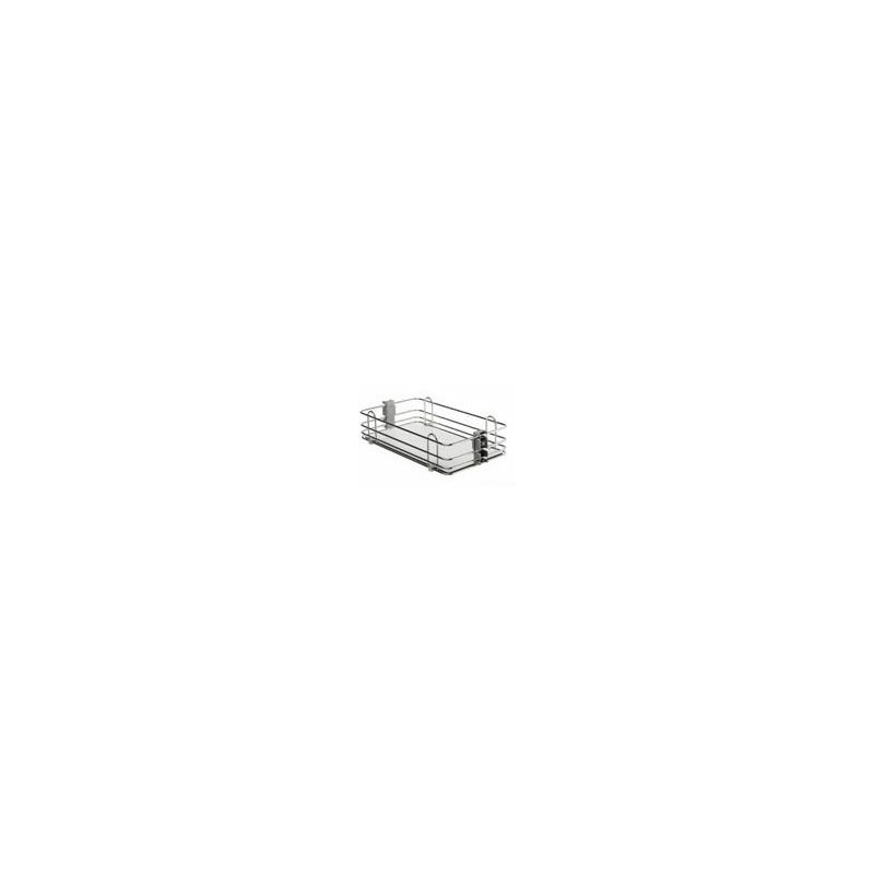 Corbeilles fil - Version : Fil plat - Décor : Blanc / Fil chromé - Pour caisson de largeur : 300 mm - Largeur : 240 mm - Matériau : Mélaminé / Acier