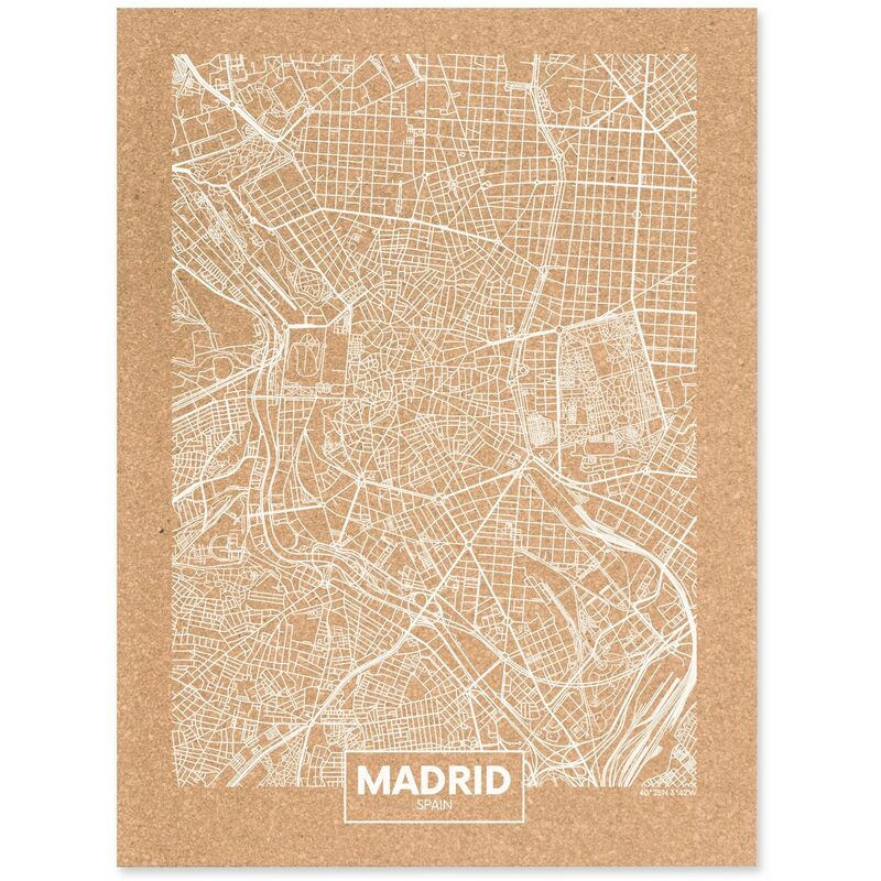 

Corcho mapa ciudad Madrid blanco Con Marco Blanco - 60x90cm