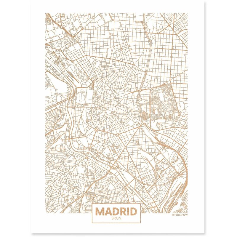 

Corcho mapa ciudad Madrid fondo blanco Marco - Sin Marco, Tamaño - 45x60cm