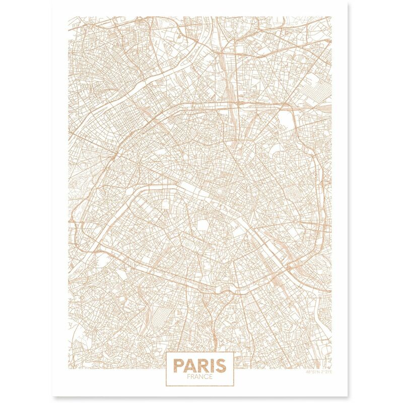 

Corcho mapa ciudad Paris fondo blanco Marco - Sin Marco, Tamaño - 60x90cm